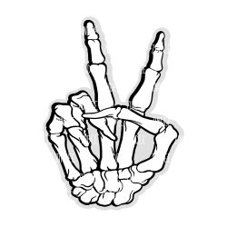 Skeleton Hand Peace Sign (BLACK WHITE) Acrylic Blank- Sticker- UV DTF (2 inch) NO HOLE