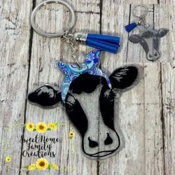 Cow with Bandana – Acrylic Keychain Blank (3") | Optional Sticker or UV DTF - Image 6