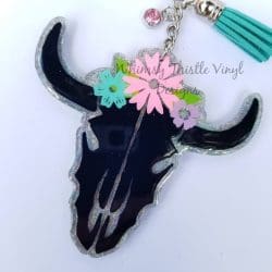 Bull Skull with Flowers – Acrylic Keychain Blank (3") | Optional Sticker or UV DTF - Image 4