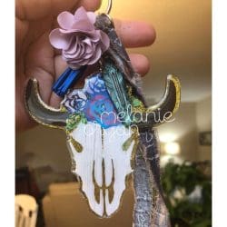Bull Skull with Flowers – Acrylic Keychain Blank (3") | Optional Sticker or UV DTF - Image 7