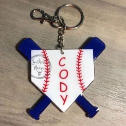 Home Plate with Bats – Acrylic Keychain Blank (3") | Optional Sticker or UV DTF - Image 6