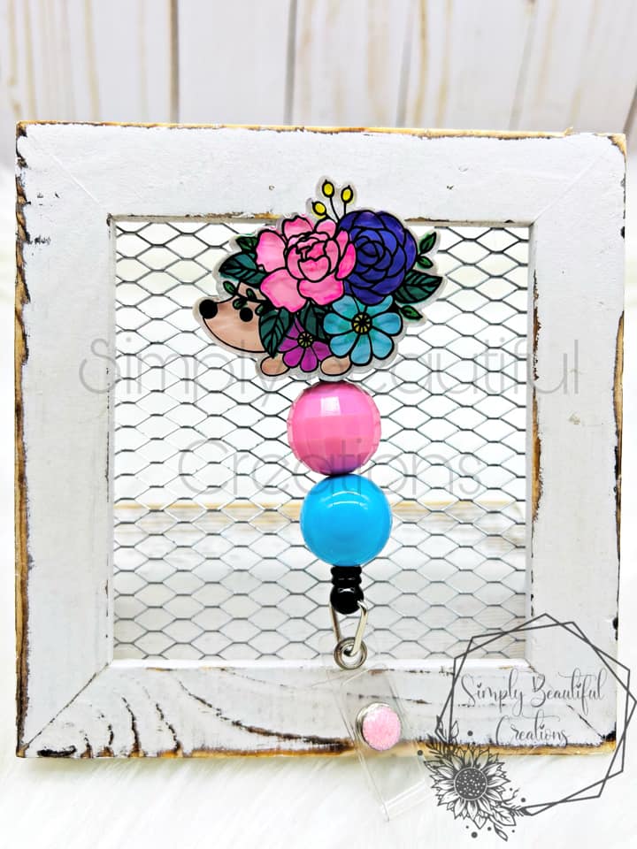 Floral Hedgehog Acrylic Blank- Sticker- UV DTF (2 inch) NO HOLE - Image 3