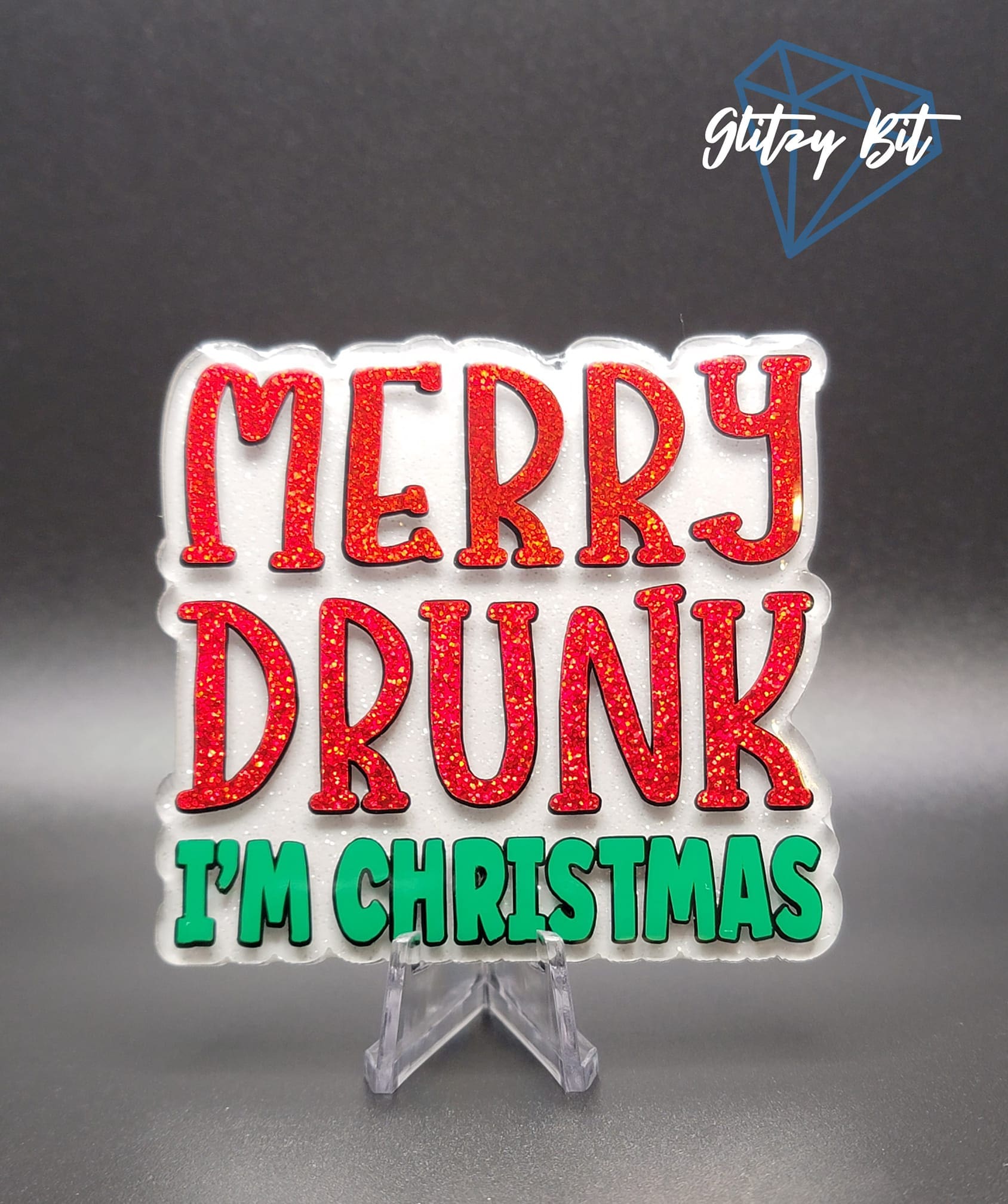 Merry Drunk Acrylic Blank- Sticker- UV DTF (2 inch) NO HOLE - Image 3