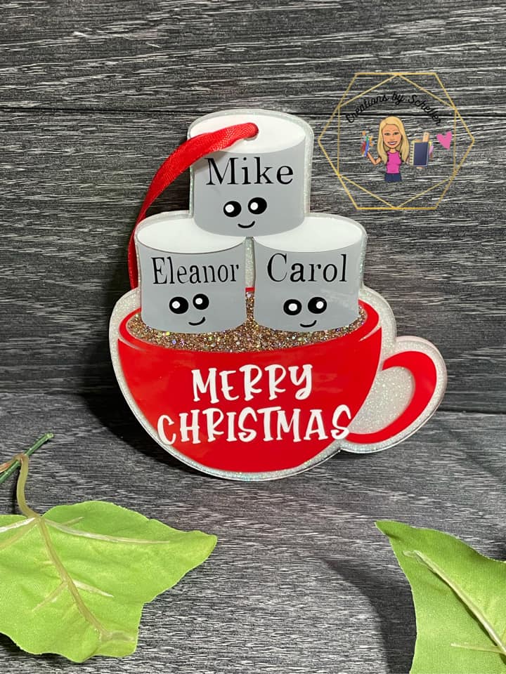 Marshmallow Mug Ornament (3) acrylic blank (5 inch) - Image 3
