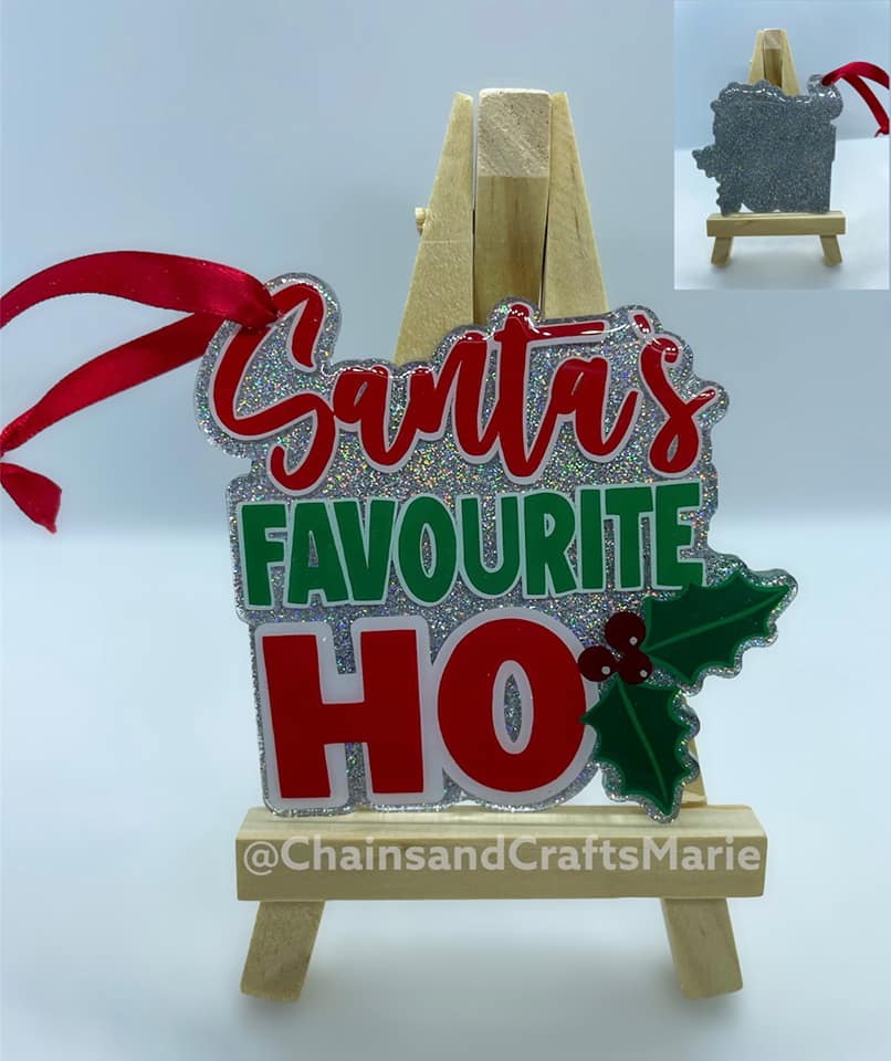 Santa's Favorite Ho Acrylic Blank- Sticker- UV DTF (3 inch) - Image 3