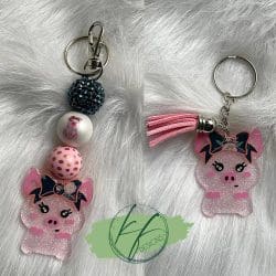 Sitting Pig – Acrylic Keychain Blank (3") | Optional Sticker or UV DTF - Image 3