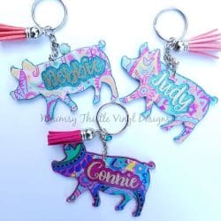 Pig – Acrylic Keychain Blank (3") | Optional Sticker or UV DTF - Image 9
