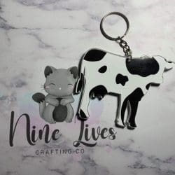 Cow – Acrylic Keychain Blank (3") | Optional Sticker or UV DTF - Image 4
