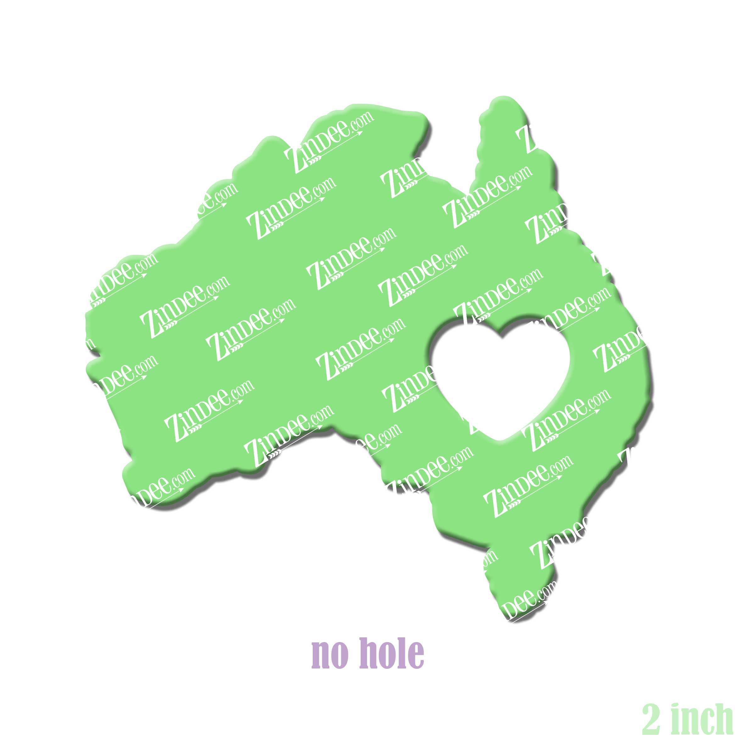 Australia with Heart Cut Out acrylic blank (2 inch) NO HOLE (5 piece minimum)