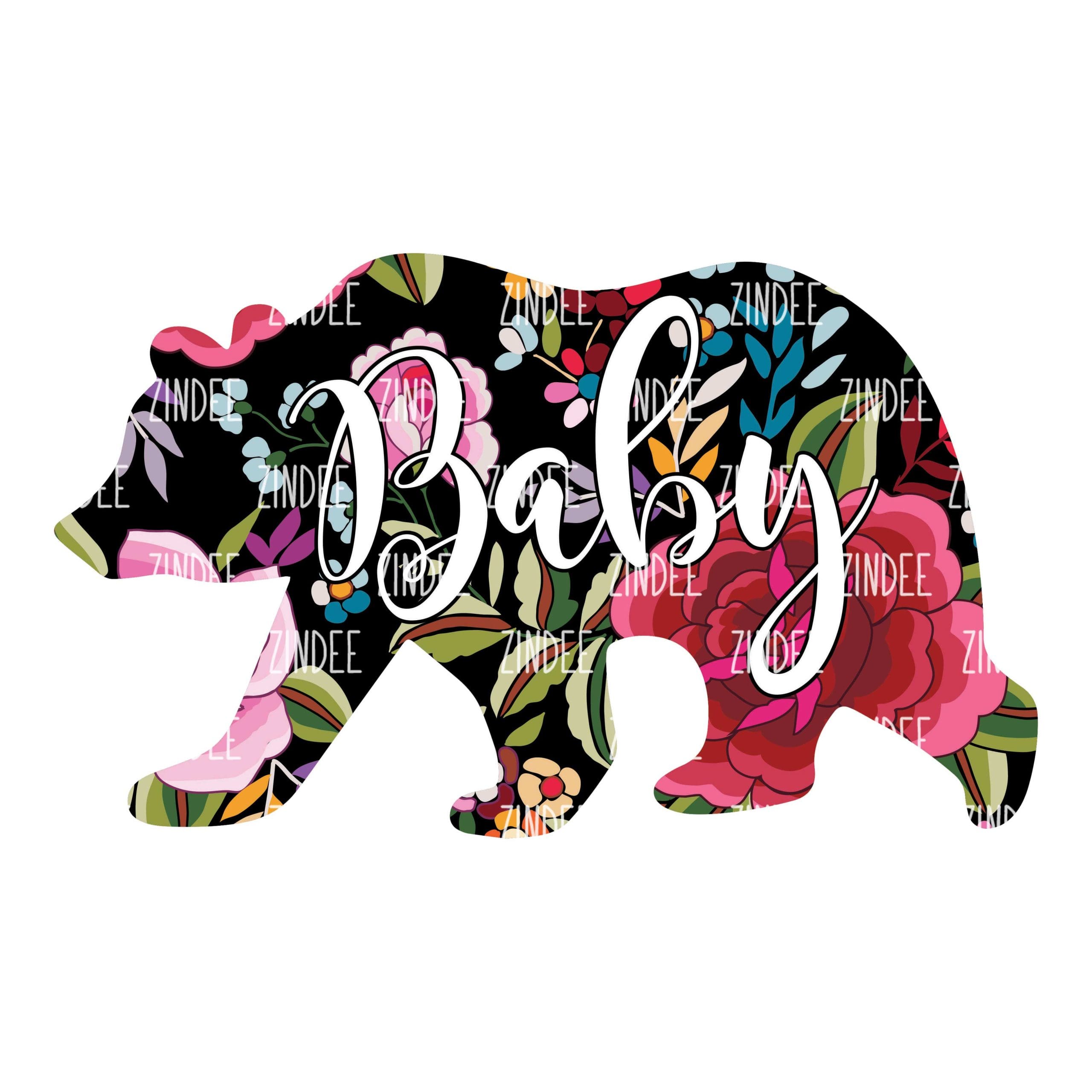 Baby Bear Black Floral (download)