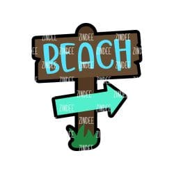 Beach Sign – Acrylic Badge Reel Blank (2") No Hole | Optional Sticker or UV DTF