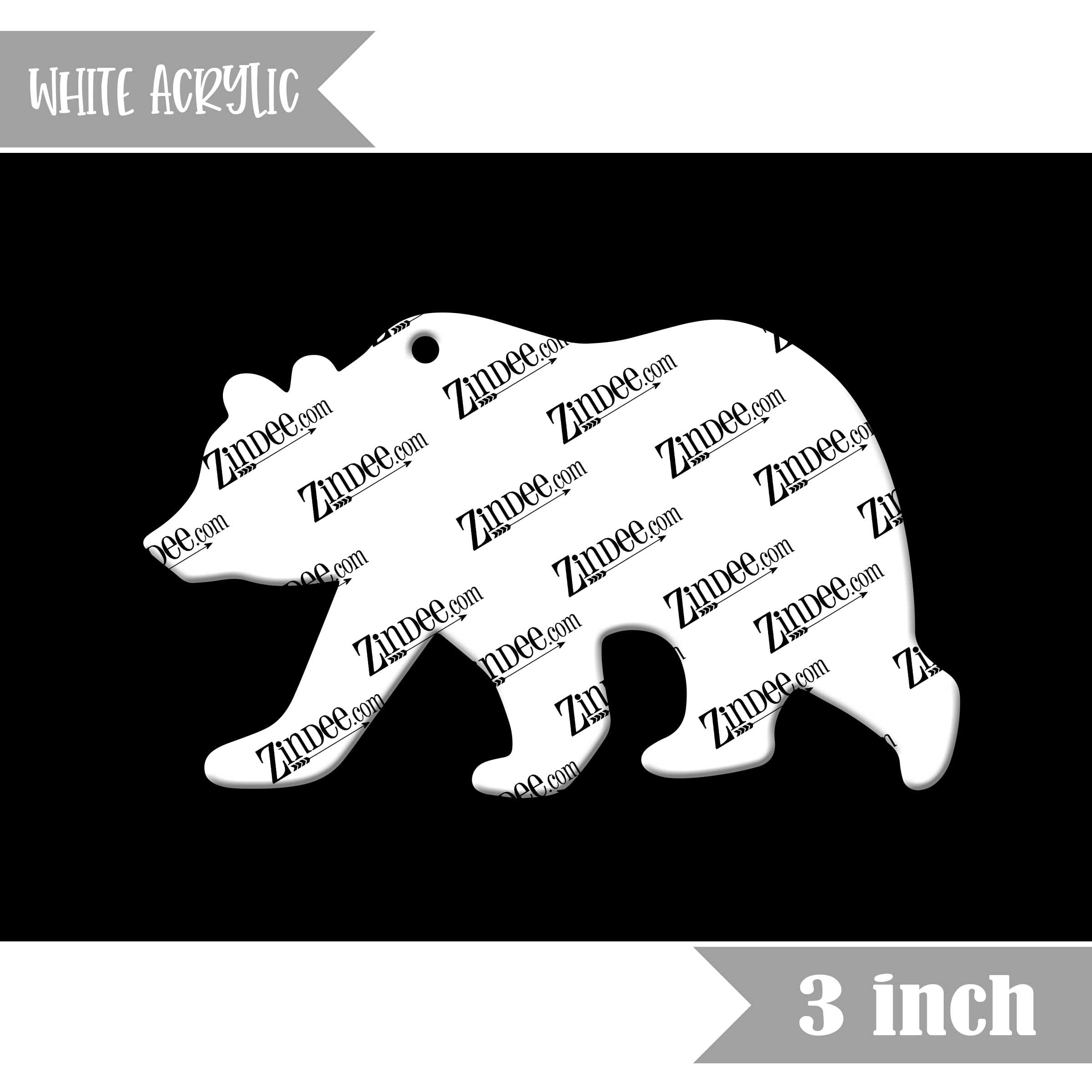 Bear acrylic blank (3 inch) WHITE