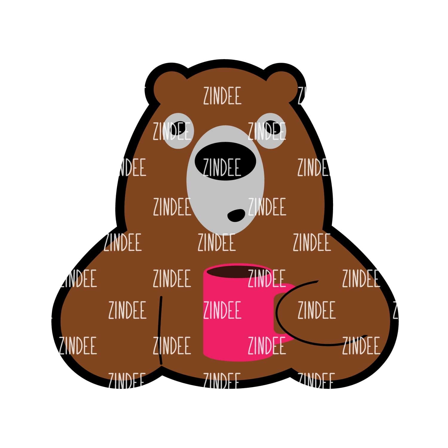 Bear Coffee Acrylic Blank- Sticker- UV DTF (2 inch) NO HOLE