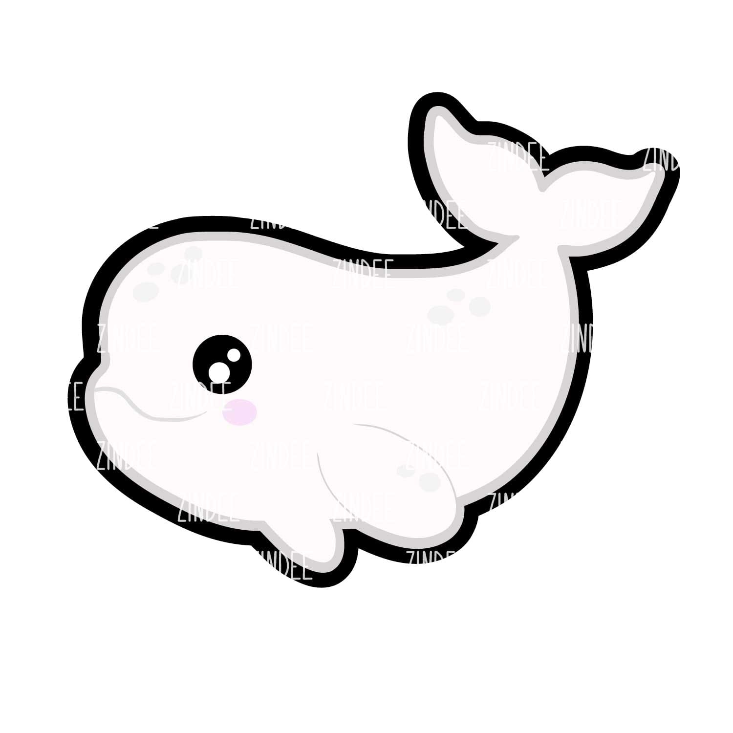 Beluga Whale Acrylic Blank- Sticker- UV DTF (2 inch) NO HOLE