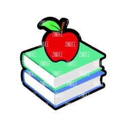 Book with Apple Acrylic Blank- Sticker- UV DTF (1.5 inch)