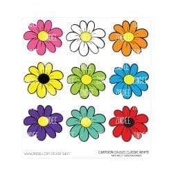 Cartoon Daisy Classic (sticker sheet) 2" WHITE Gloss