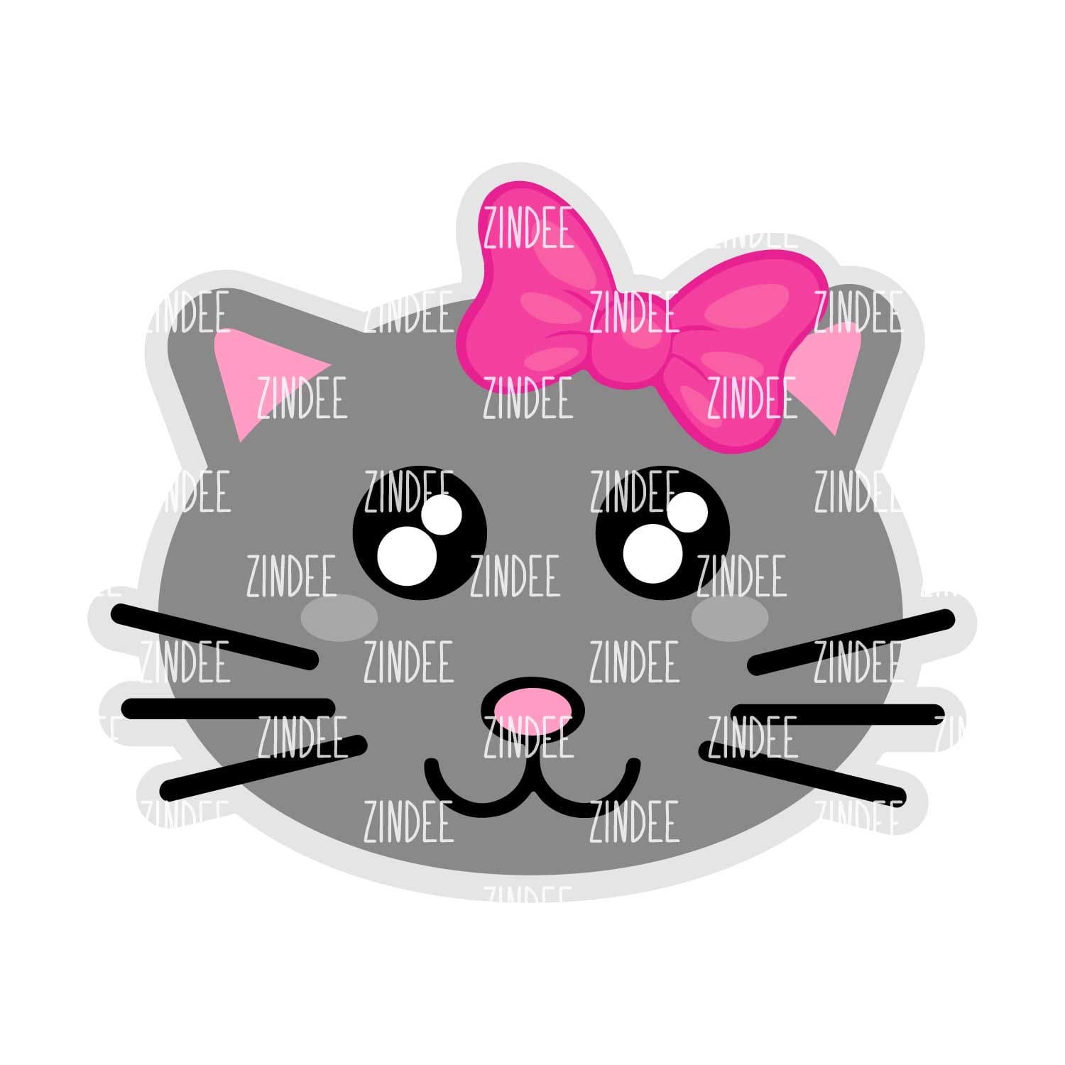 Cat Face Bow Acrylic Blank- Sticker- UV DTF (2 inch) NO HOLE