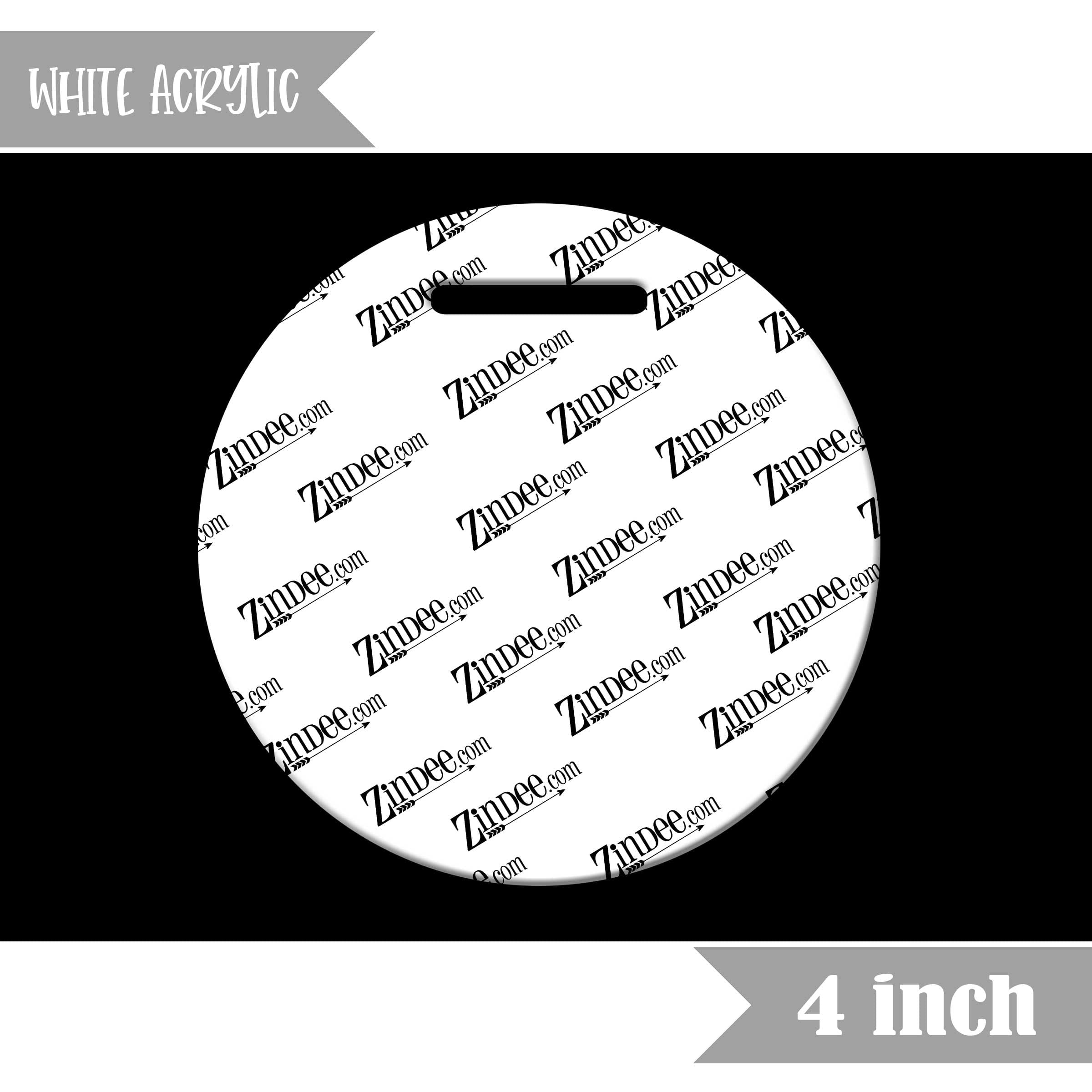 Circle Luggage Tag 4" (White Acrylic)