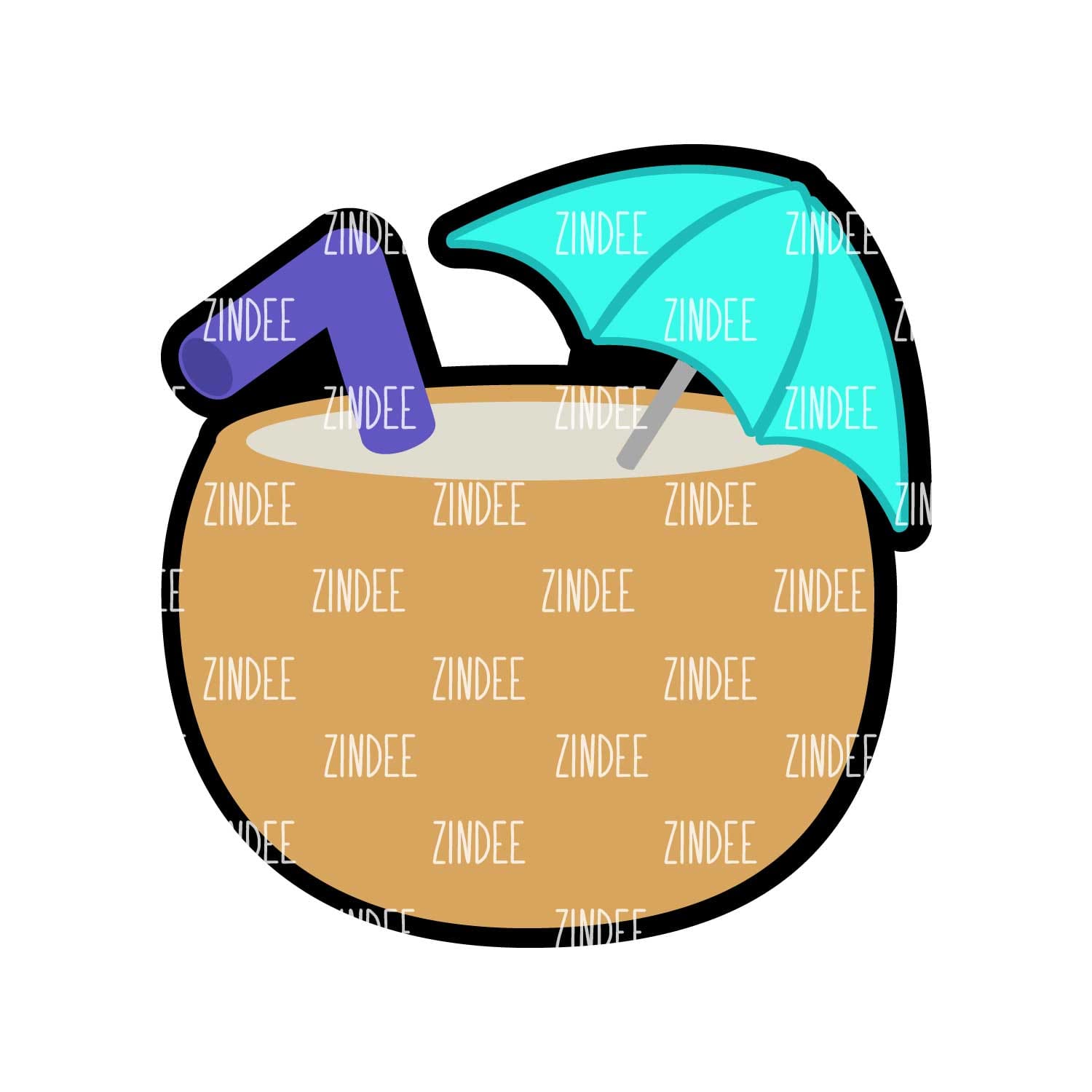 Coconut Drink Acrylic Blank- Sticker- UV DTF (2 inch) NO HOLE