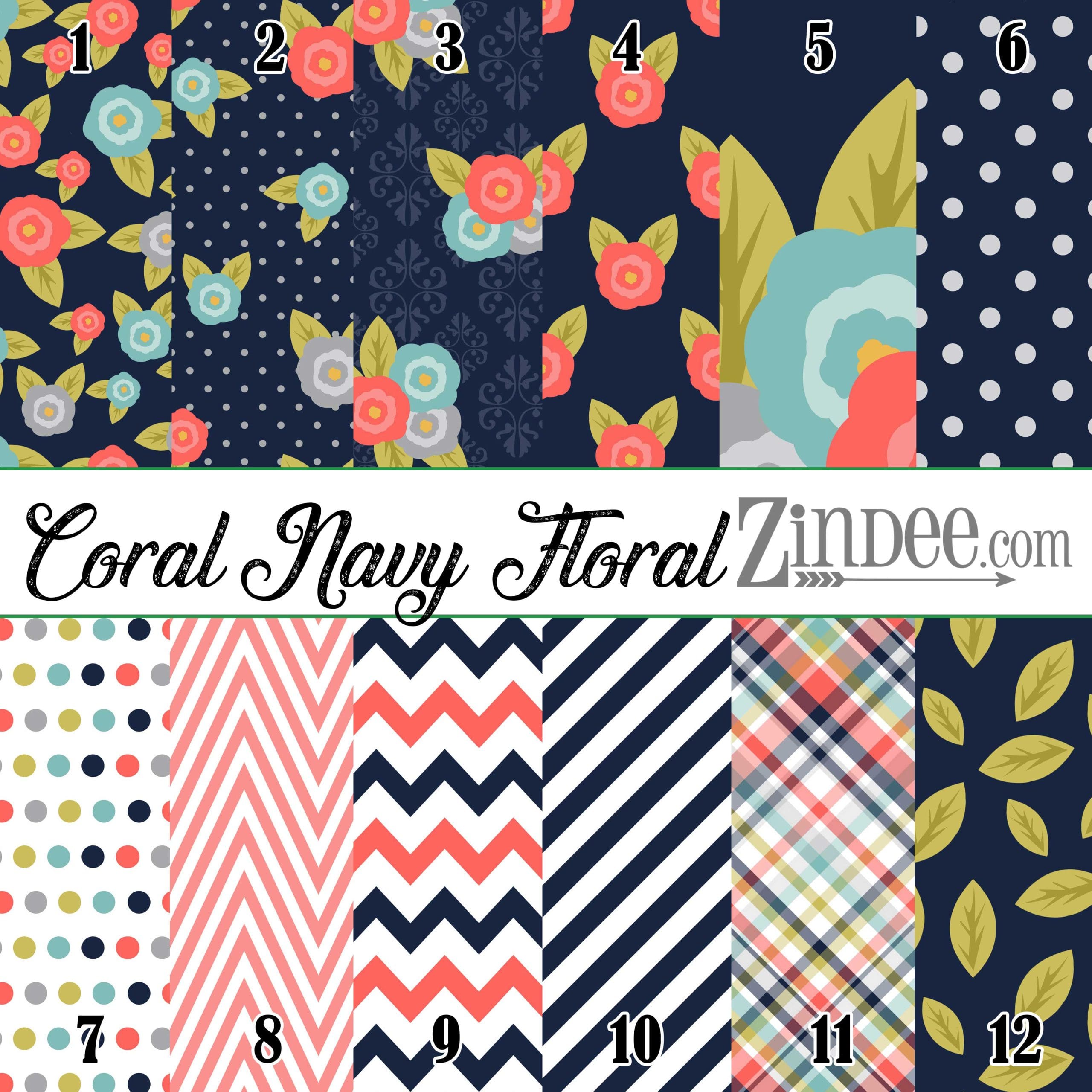 Coral Navy Floral (vinyl)