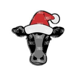 Cow with Santa Hat – Acrylic Badge Reel Blank (2") No Hole | Optional Sticker or UV DTF