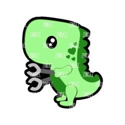 Dino with Arm Extenders (BOY) – Acrylic Badge Reel Blank (2") No Hole | Optional Sticker or UV DTF