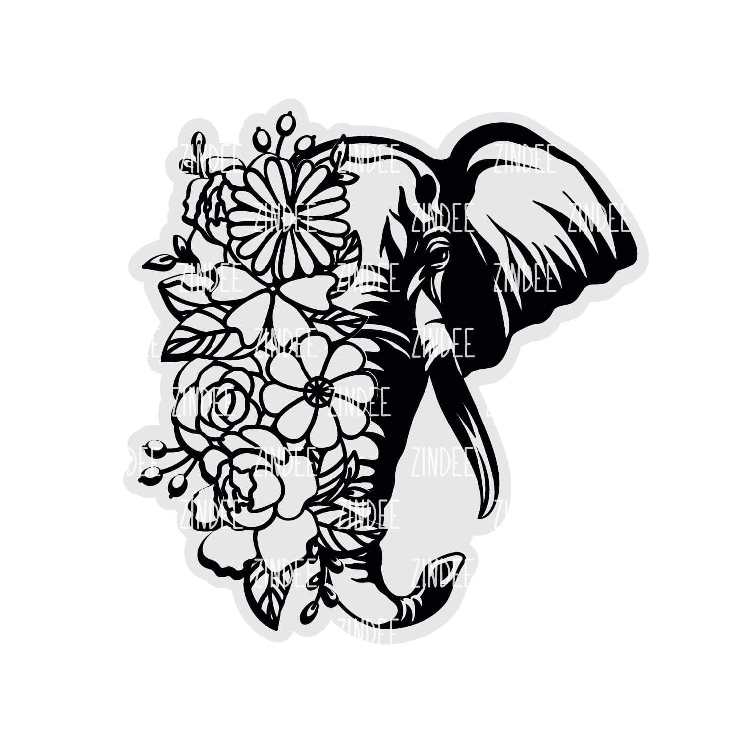 Floral Elephant Acrylic Blank- Sticker- UV DTF (2 inch) NO HOLE