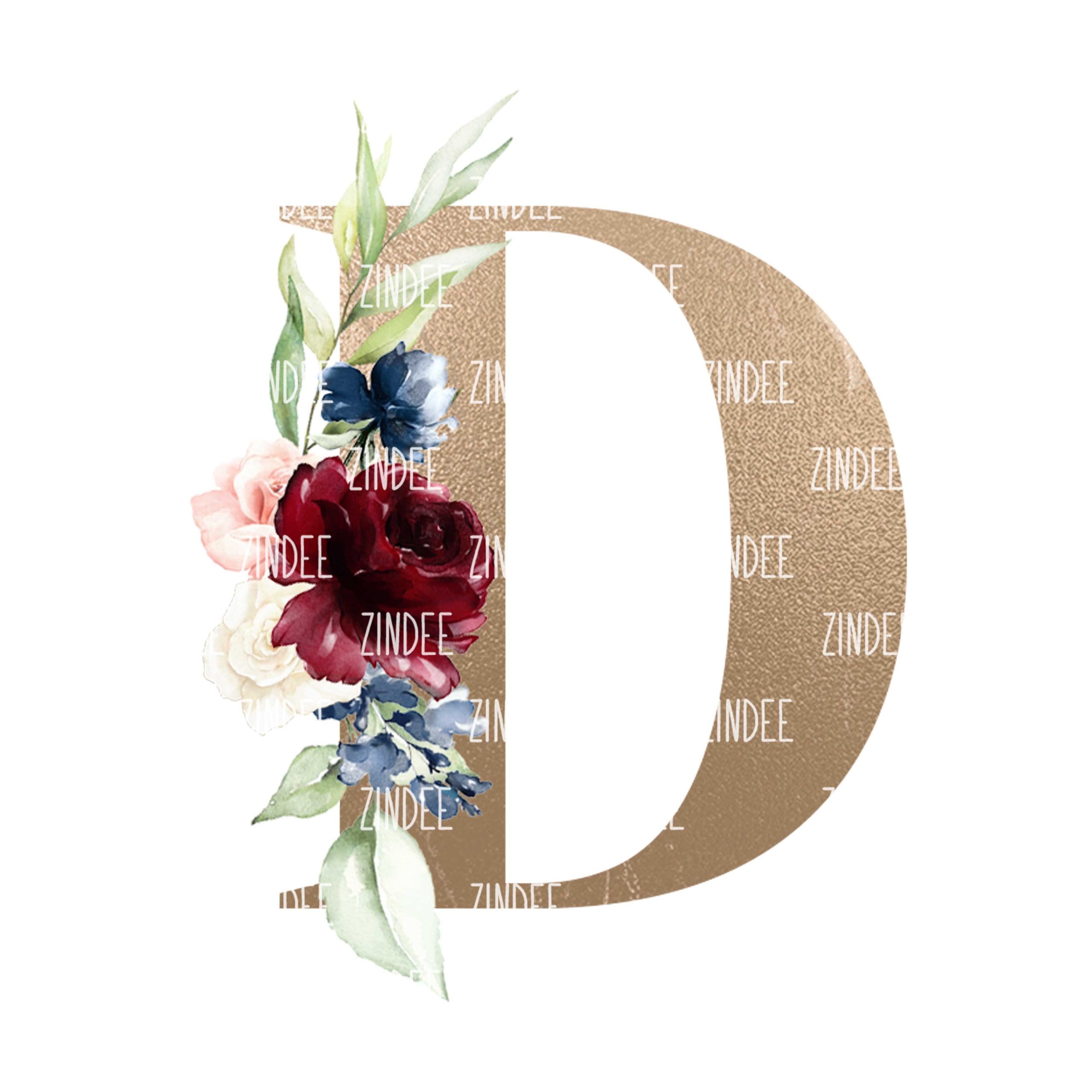 Floral Letter D (Sublimation Transfer)