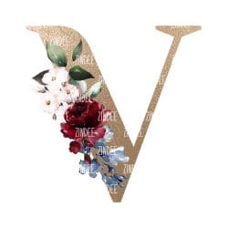 Floral Letter V (download)