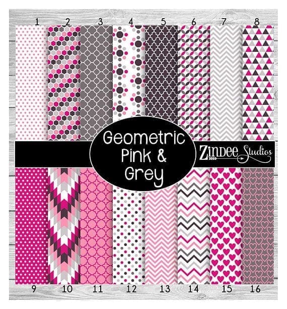 Geometric Pink and Grey (vinyl)