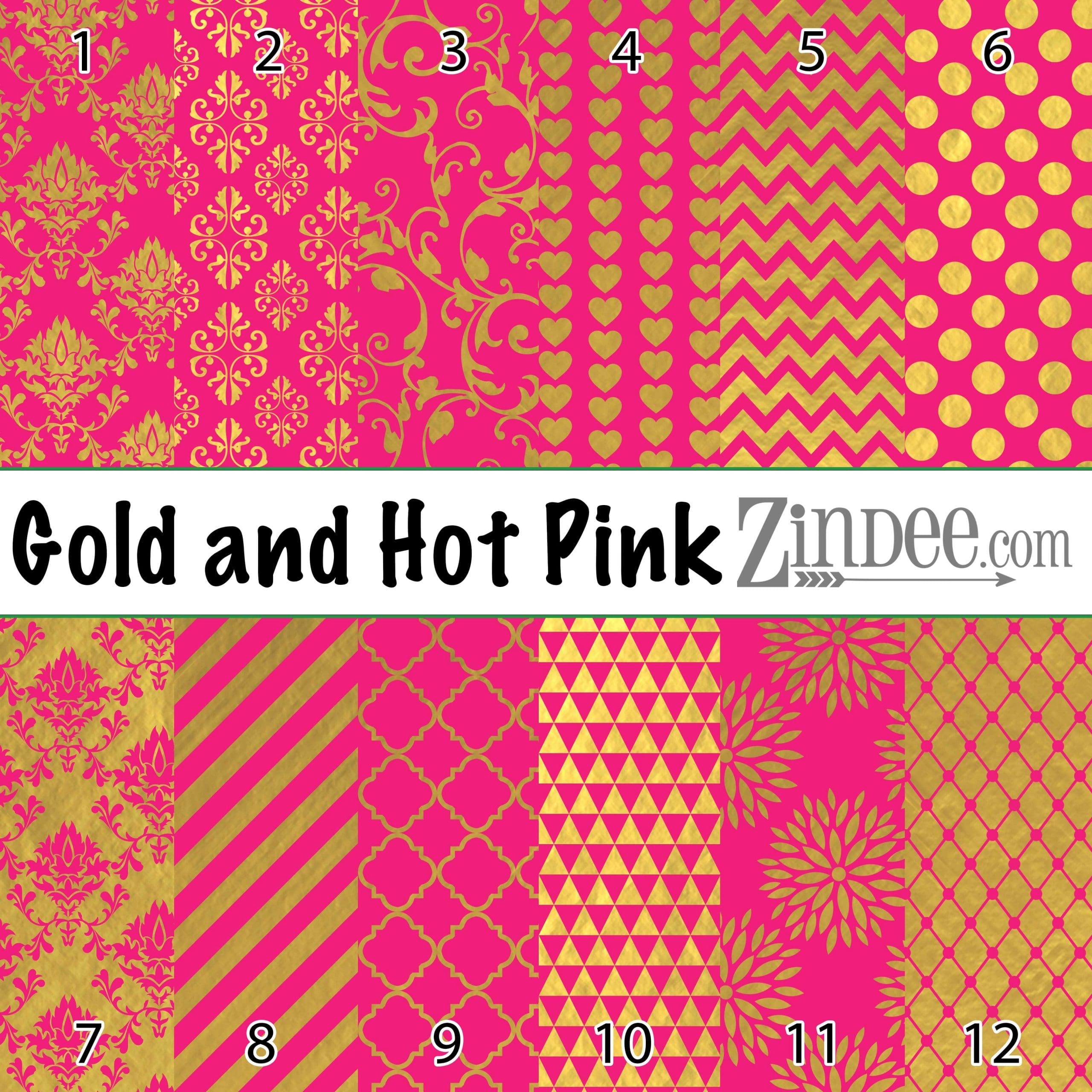 Pink and Gold Heart Pattern Vinyl & HTV - White, Outdoor Adhesive Vinyl or  Heat Transfer Vinyl