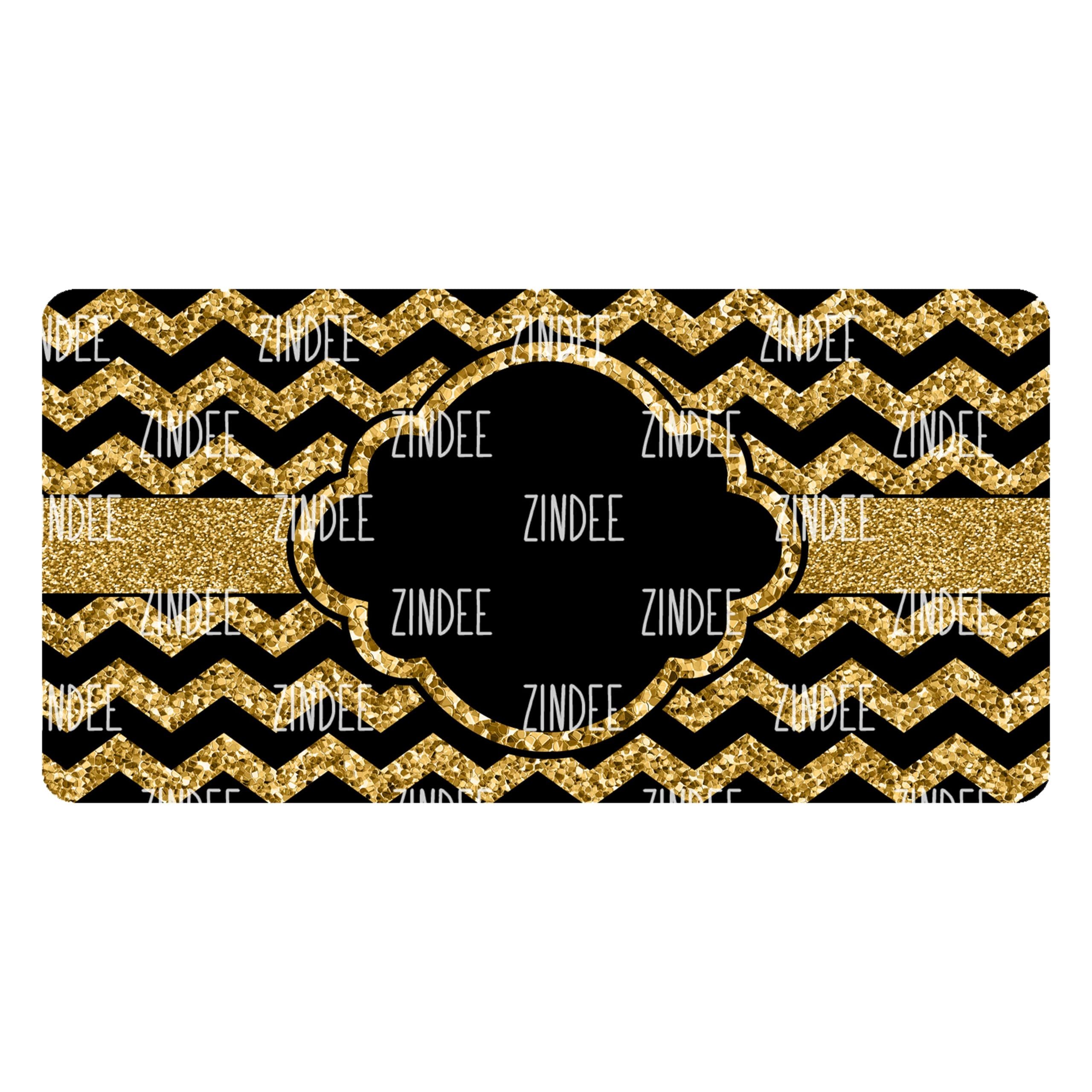 Gold Glitter Chevron Car Tag (download)