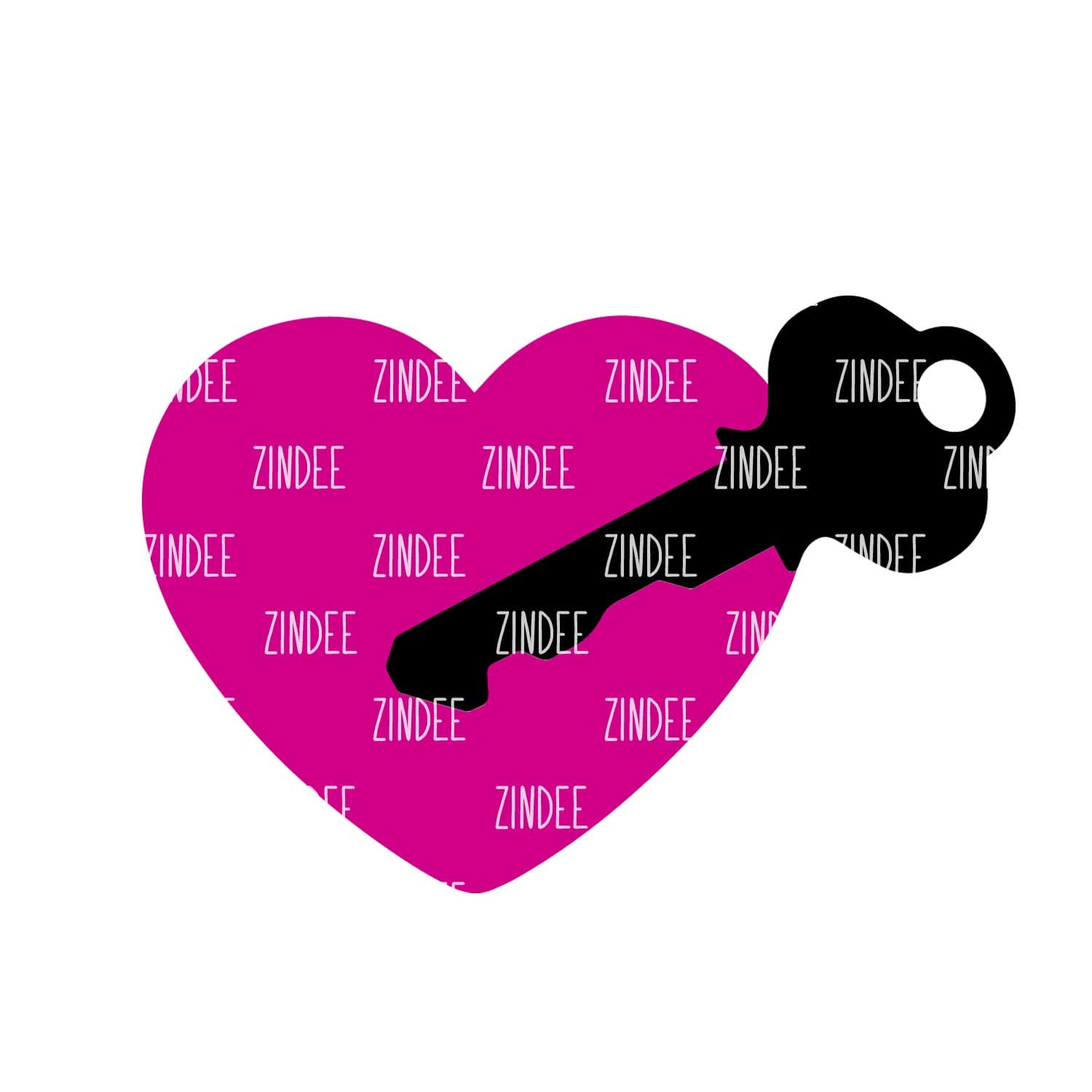 Alternative view of Heart and Key Acrylic Blank- Sticker- UV DTF (3 inch)