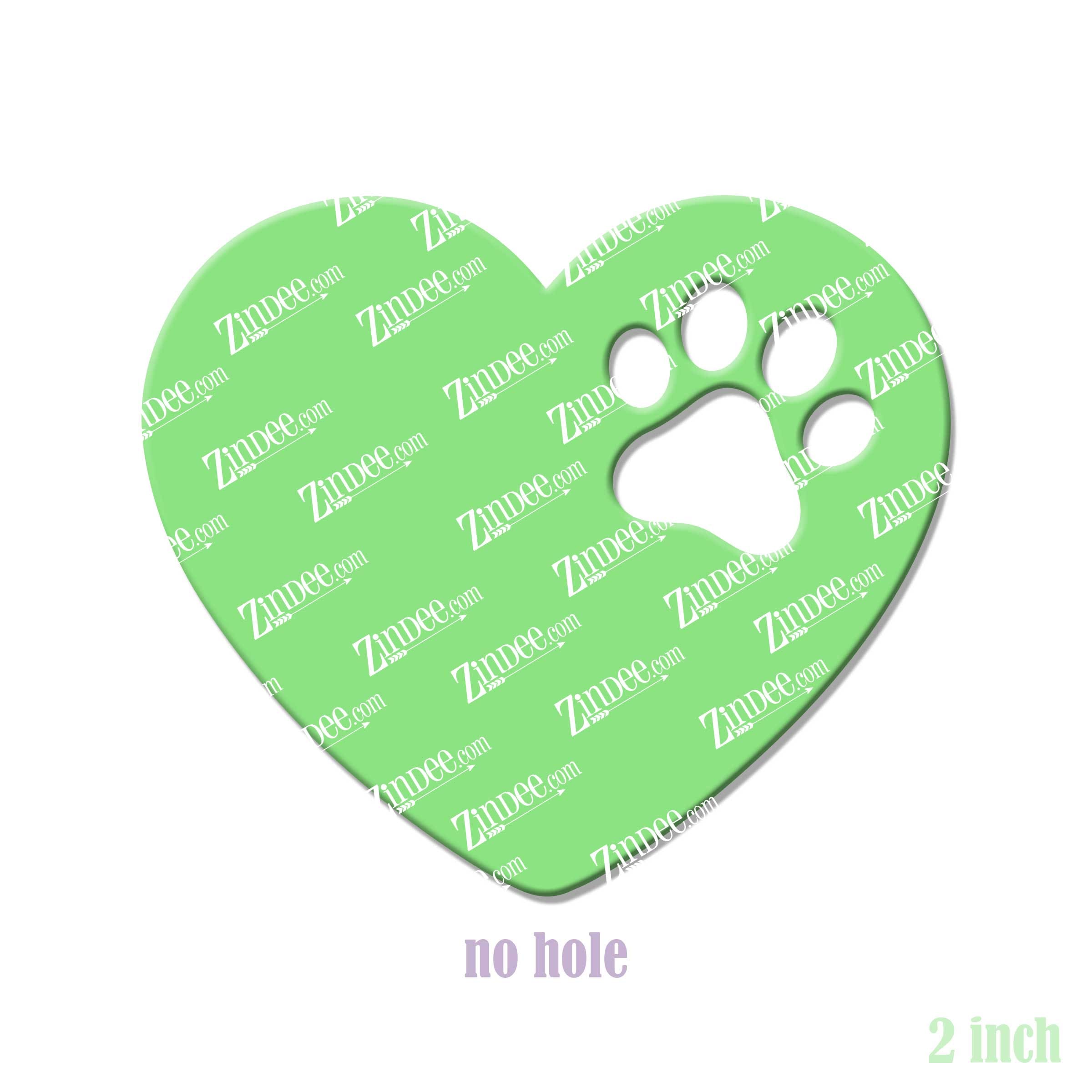 Alternative view of Heart with Paw Cutout Acrylic Blank- Sticker- UV DTF (2 inch) NO HOLE