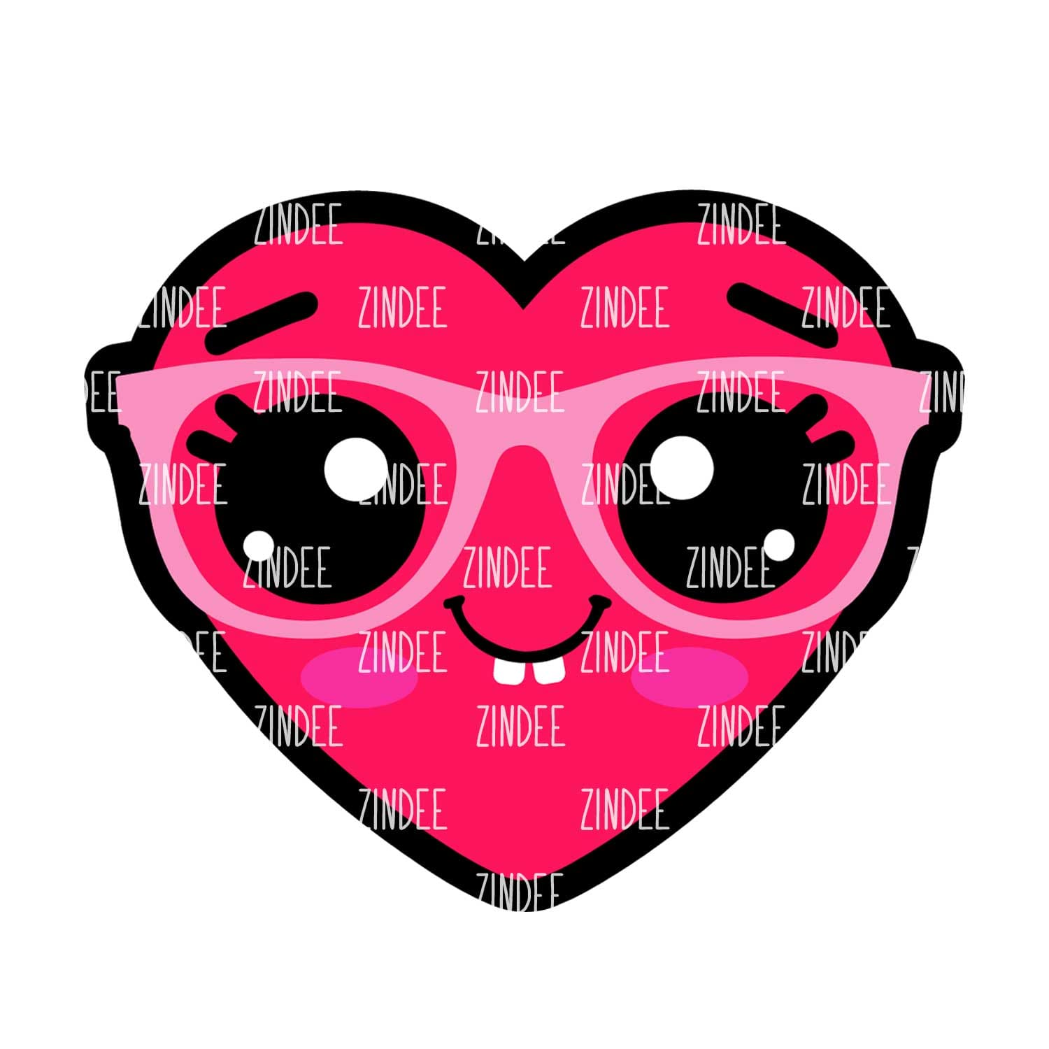 Heart with Glasses Acrylic Blank- Sticker- UV DTF (2 inch) NO HOLE