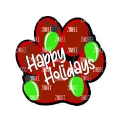 Holiday Paw Print – Acrylic Badge Reel Blank (2") No Hole | Optional Sticker or UV DTF