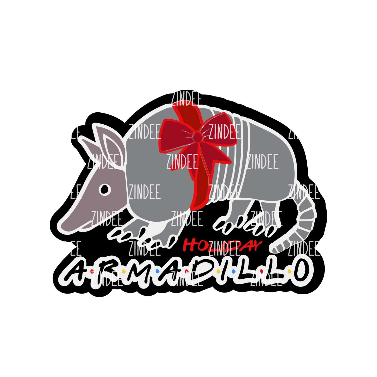 Holiday Armadillo Acrylic Blank- Sticker- UV DTF (3 inch)