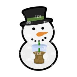 Iced Coffee Snowman – Acrylic Badge Reel Blank (2") No Hole | Optional Sticker or UV DTF