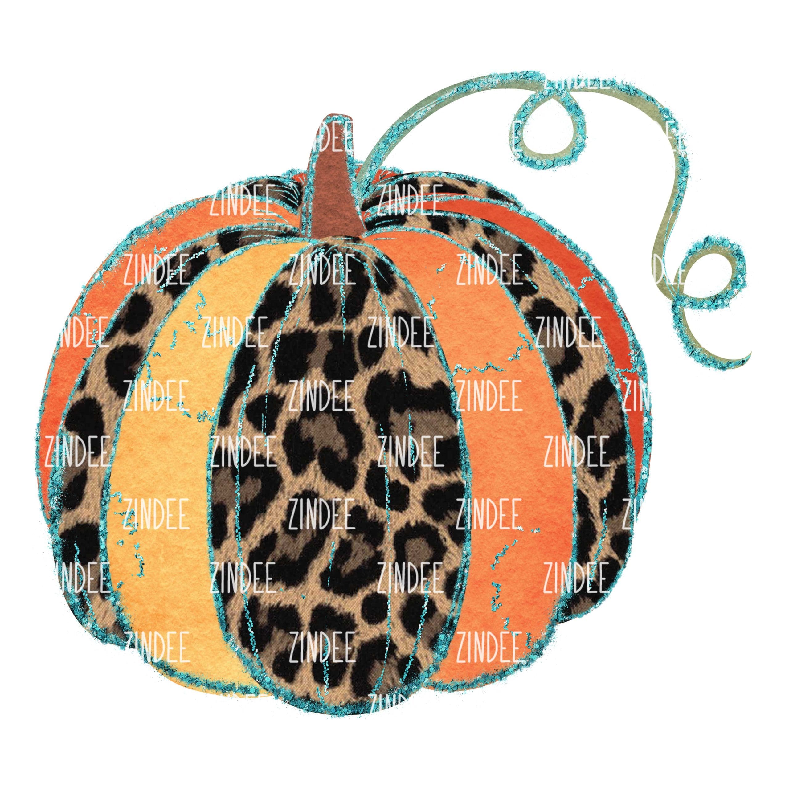Leopard Teal Pumpkin (Sublimation Transfer)