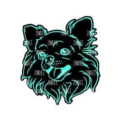 Alternative view of Long Haired Chihuahua Head acrylic blank (3 inch)