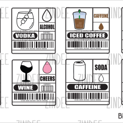 Beverage Labels 1 (sticker sheet) .75" White Gloss