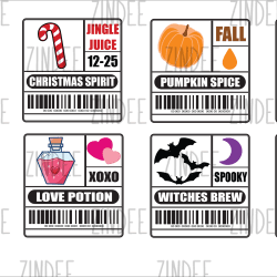 Holiday Labels 1 (sticker sheet) .75" White Gloss