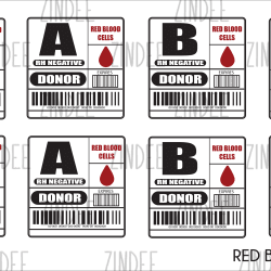 Red Blood Cell Labels (sticker sheet) .75" White Gloss