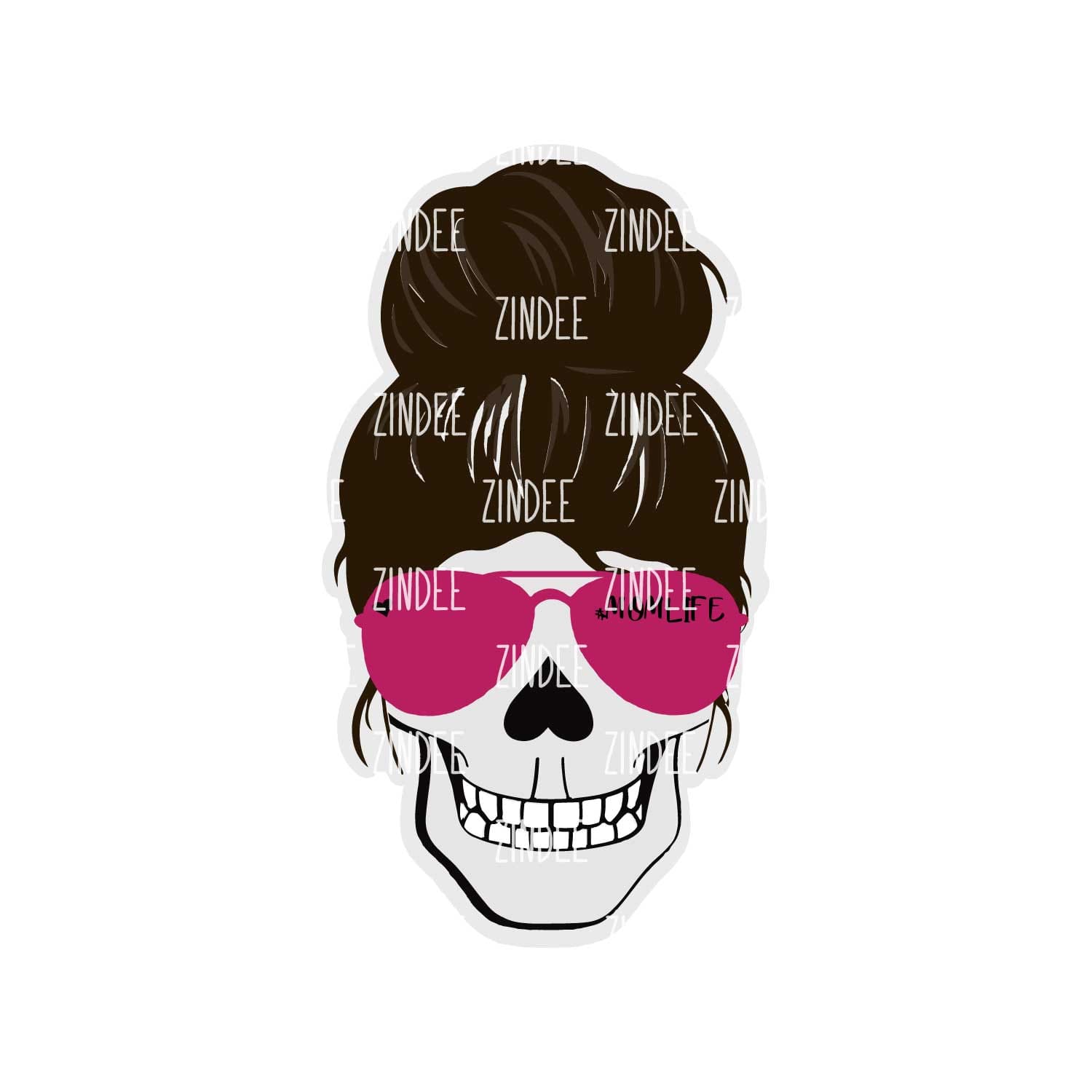 Mom Skull Life Acrylic Blank- Sticker- UV DTF (2 inch) NO HOLE