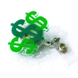 Money Sign – Acrylic Badge Reel Blank (2") No Hole | Optional Sticker or UV DTF - Image 3
