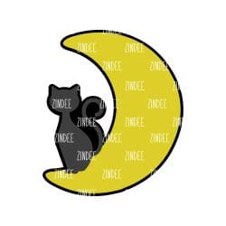 Moon with Cat – Acrylic Badge Reel Blank (2") No Hole | Optional Sticker or UV DTF