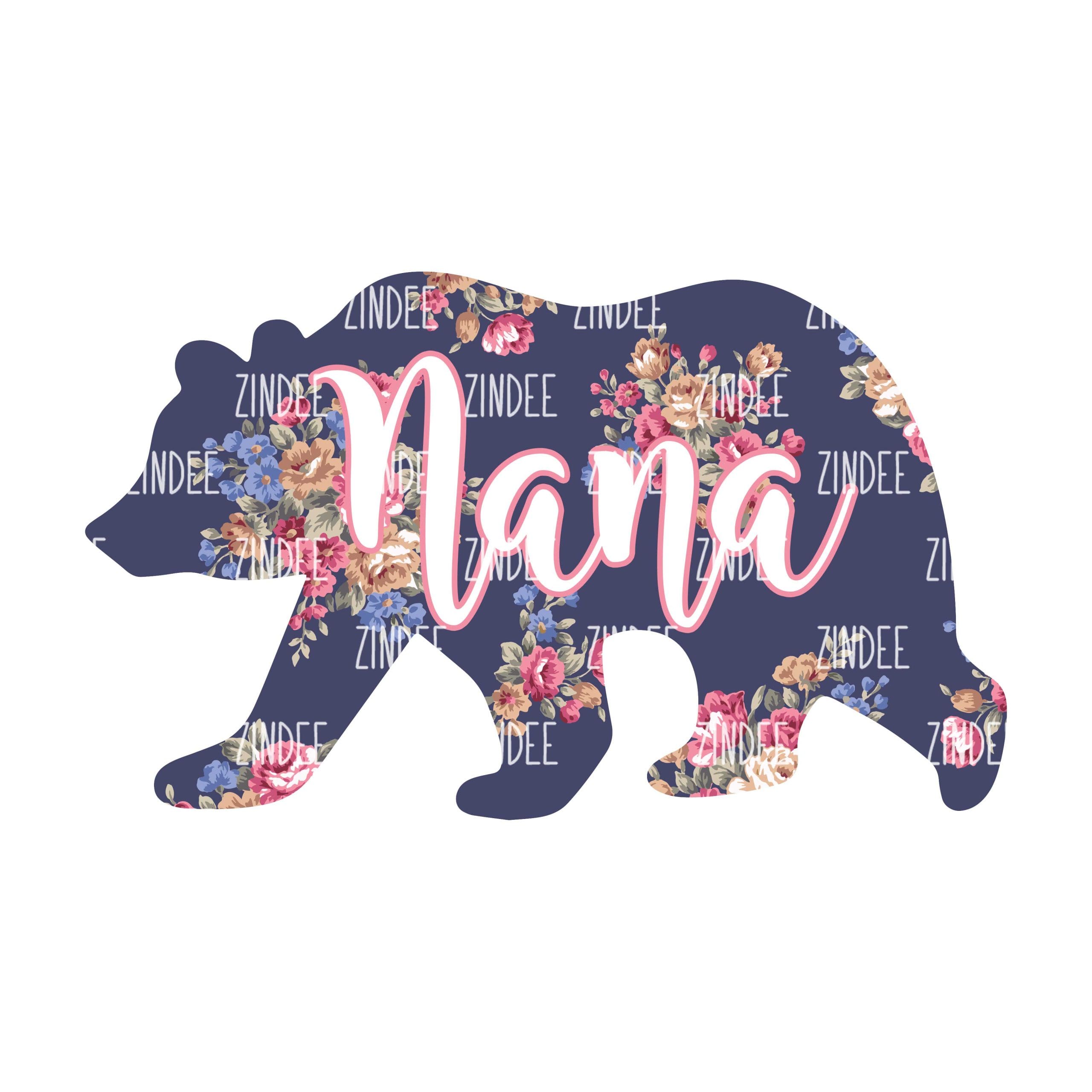 Nana Bear Blue Floral (download)