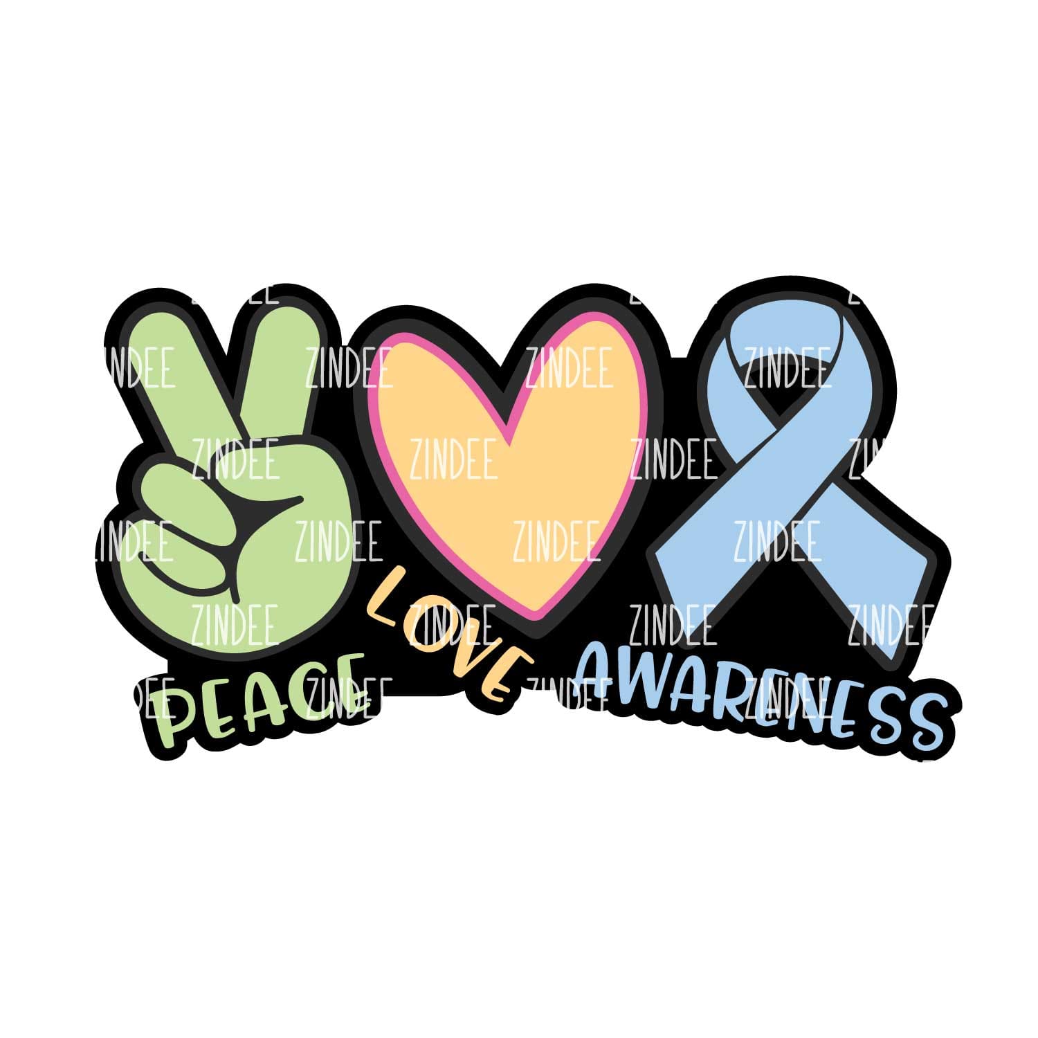 Peace Love Awareness Acrylic Blank- Sticker- UV DTF (3 inch)