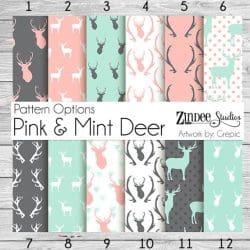 Pink and Mint Deer (vinyl)