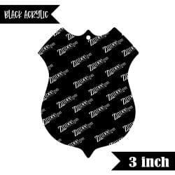 Alternative view of Police Badge – Black Acrylic Keychain Blank (3") | Optional Sticker or UV DTF